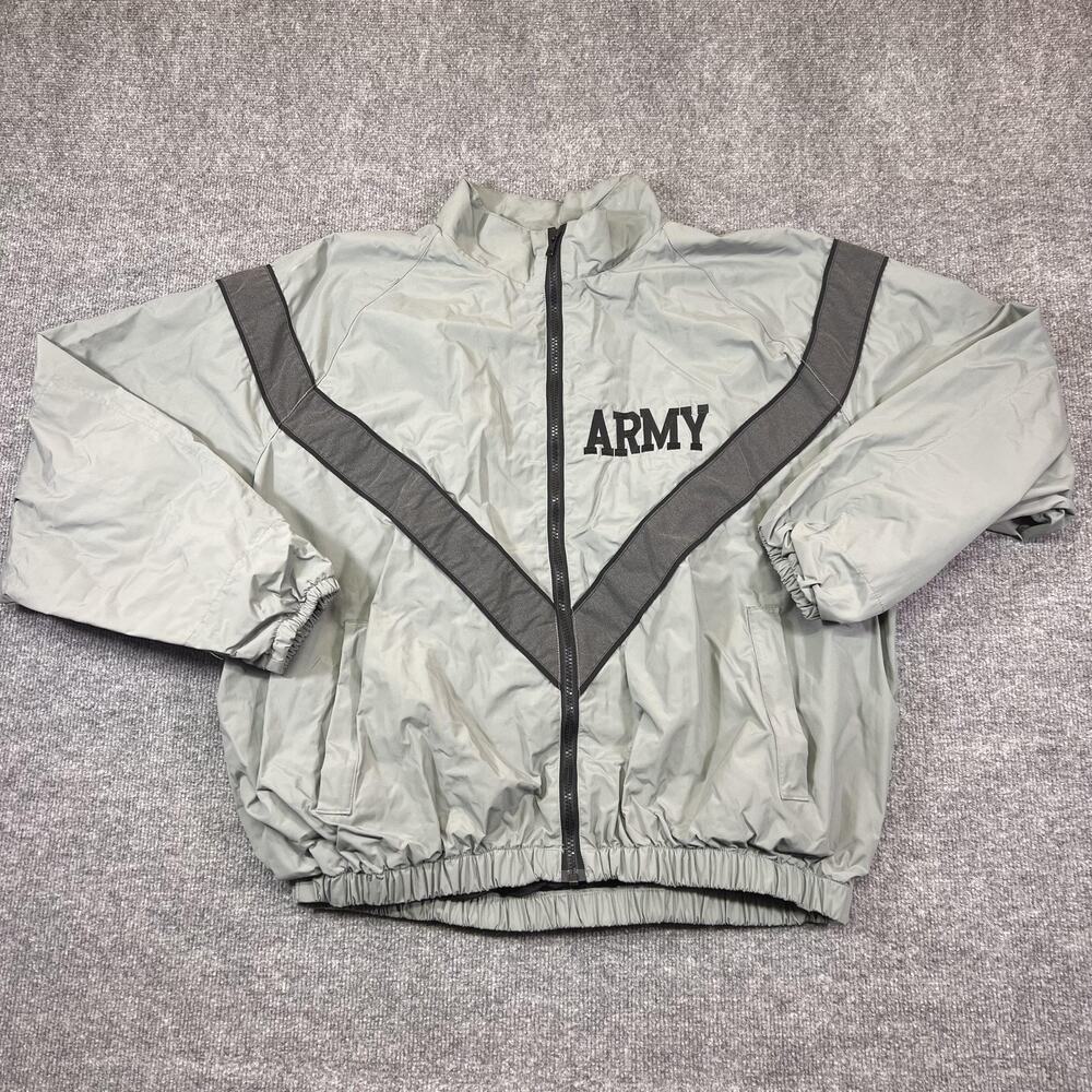 UNICOR IPFU Jacket Mens Large Gray Army Reflective Windbreaker Lined Running